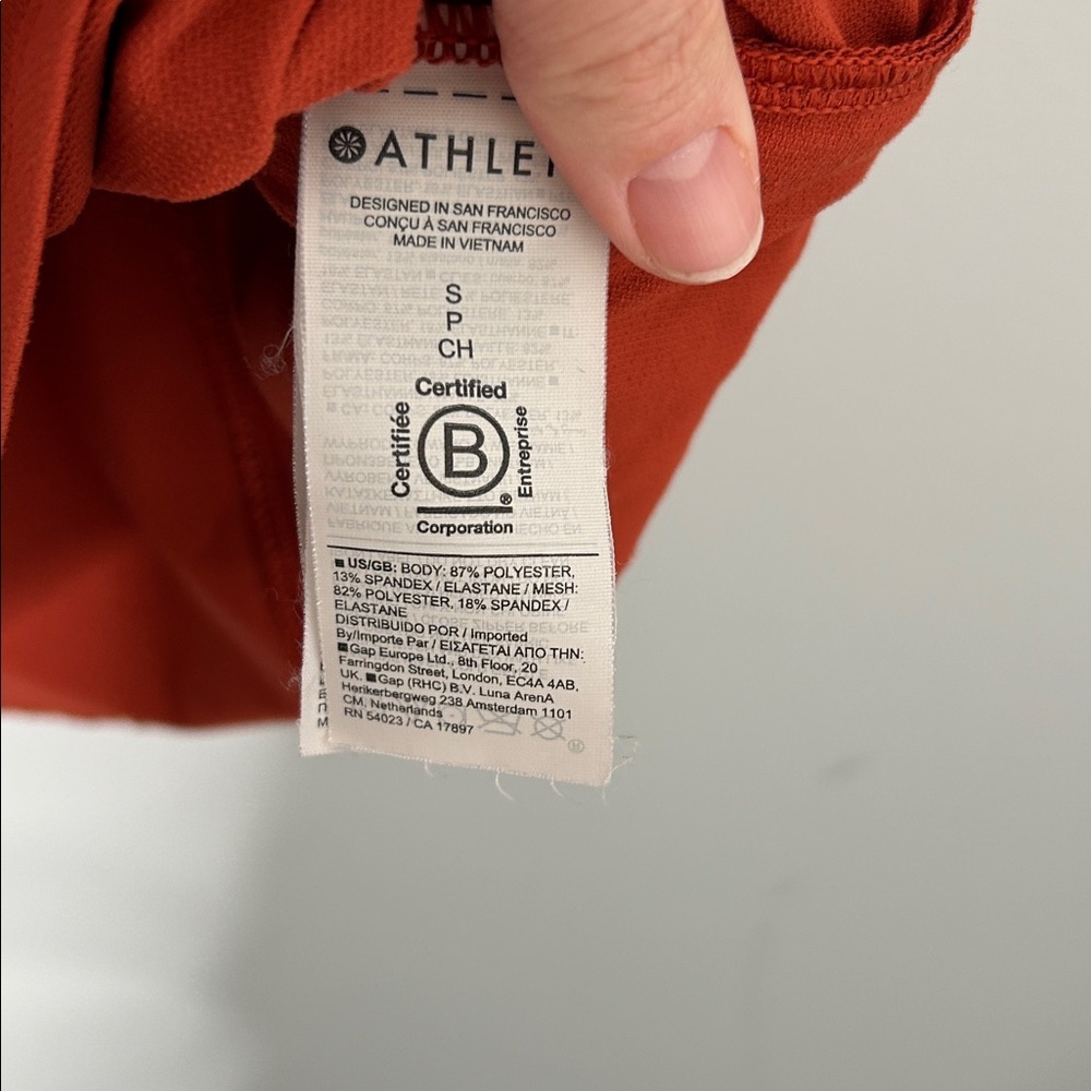Athleta Sunchaser UPF 3/4 Sleeve Burnt Orange Tee - Picture 6 of 8